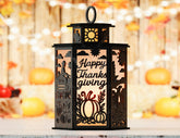 Thanksgiving Tealight Lantern SVG – Autumn Leaves, Pumpkins & Turkey Candle Holder Digital Download |#U640|